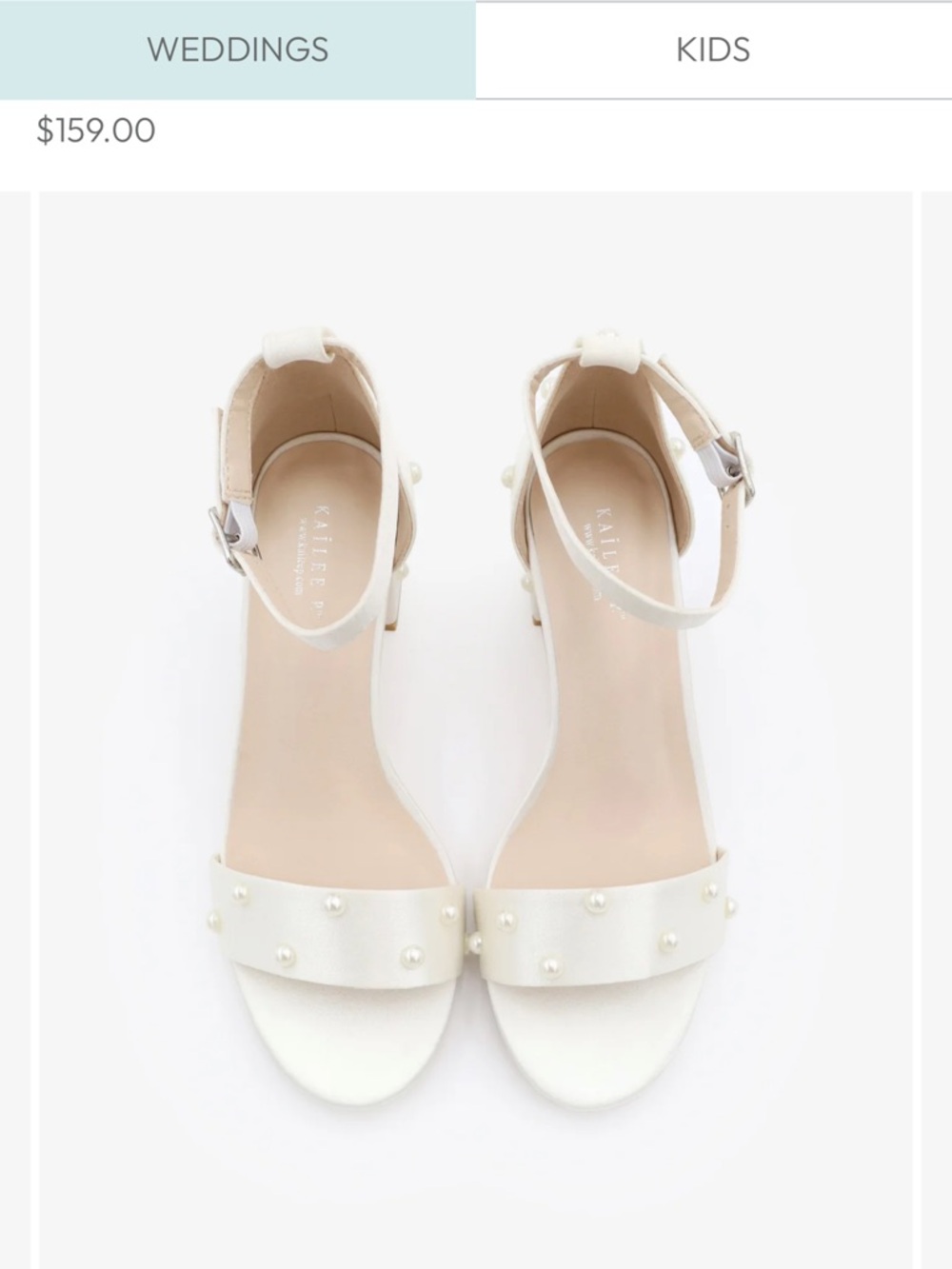 Kailee P Satin Block Heel Wedding Sandals with Scattered Pearls